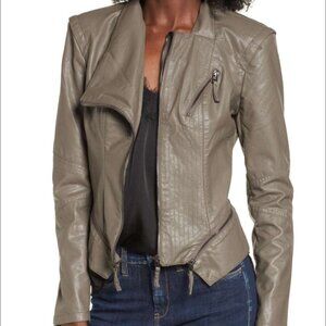 BLANKNYC Asymmetrical Faux Leather Jacket Olive Green Size M